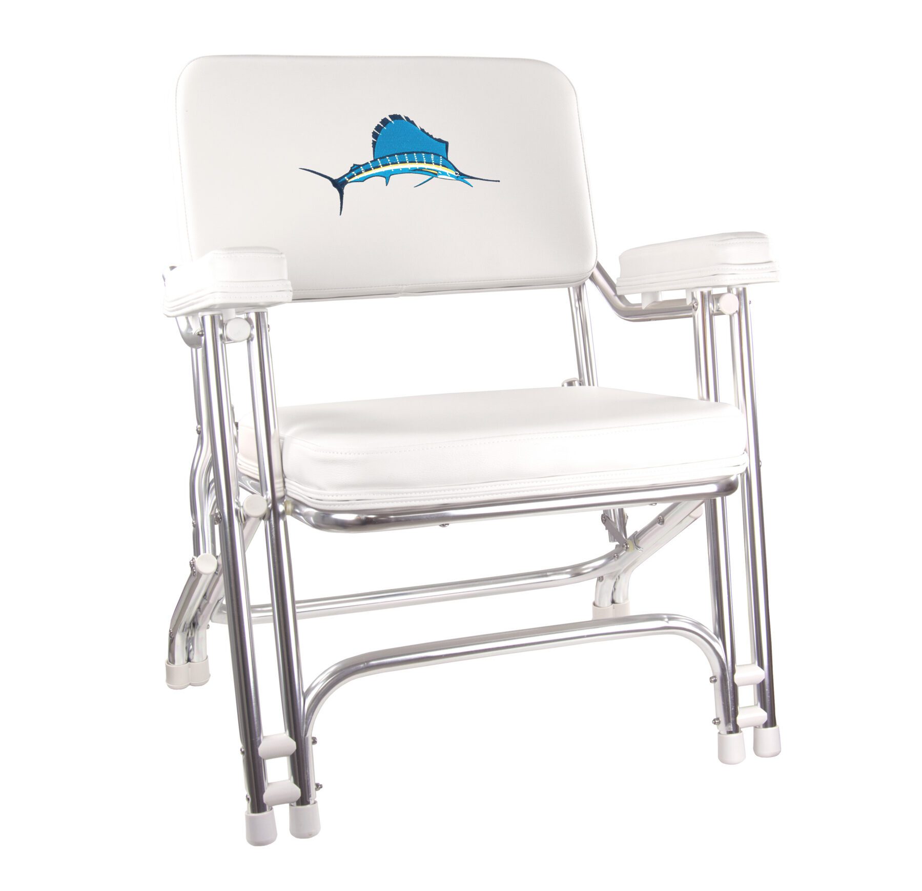 1080021-EMB - CLASSIC FOLDING DECK CHAIR WITH EMBROIDERED SAIL FISH
