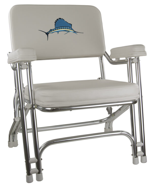 1080021-EMB - CLASSIC FOLDING DECK CHAIR WITH EMBROIDERED SAIL FISH