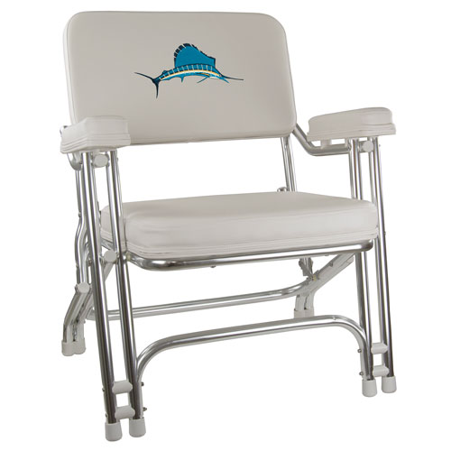 1080021-EMB - CLASSIC FOLDING DECK CHAIR WITH EMBROIDERED SAIL FISH