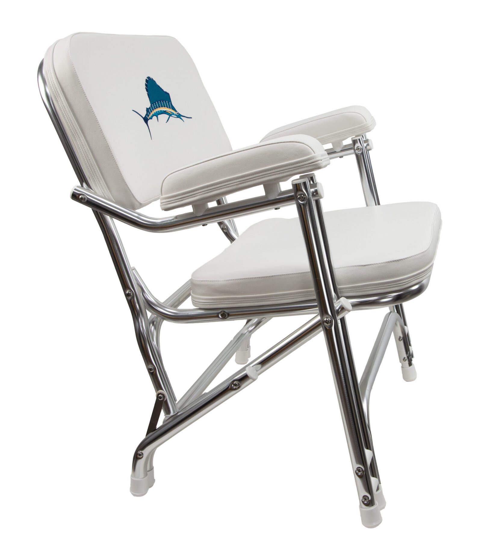 1080021-EMB - CLASSIC FOLDING DECK CHAIR WITH EMBROIDERED SAIL FISH