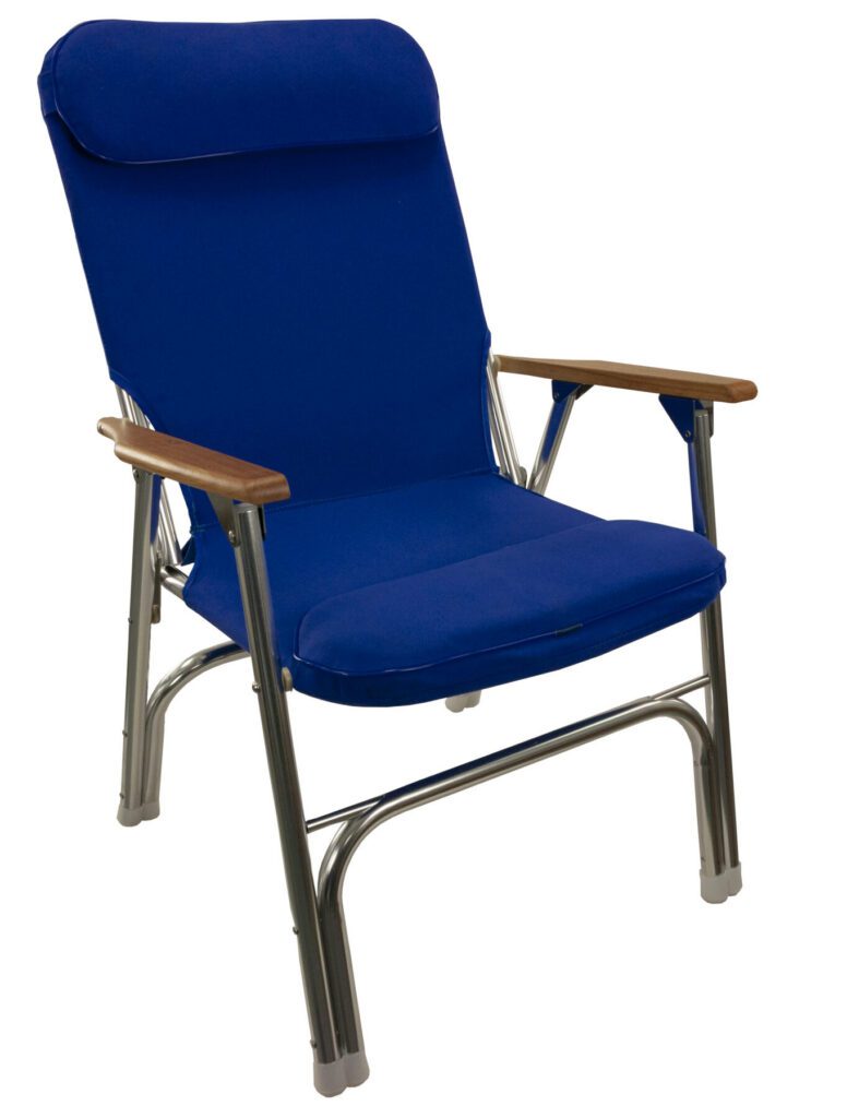 1080120 - HIGH-BACK FOLDING DECK CHAIR, BLUE