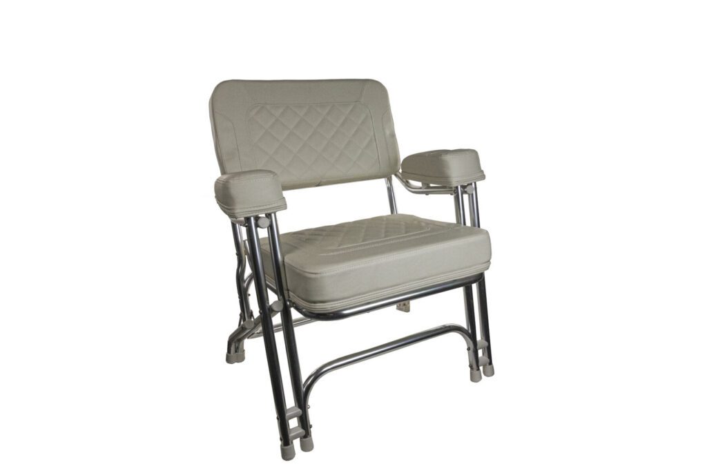 1080125-CR - CLASSIC FOLDING DECK CHAIR, OFF WHITE