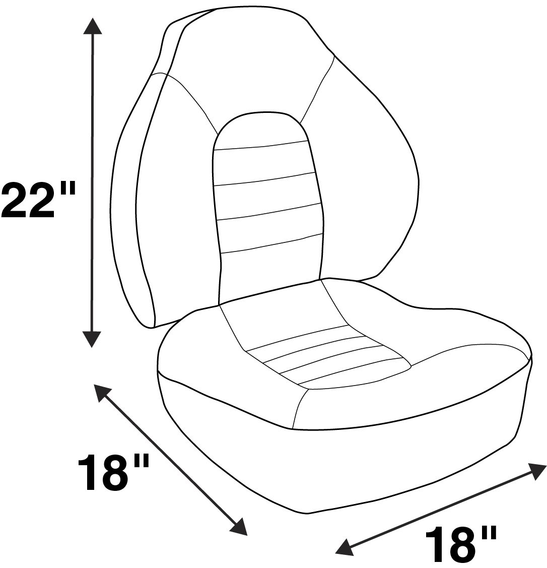 1041733 - FISH PRO 1 MID-BACK FOLDING SEAT, CHARCOAL-GRAY