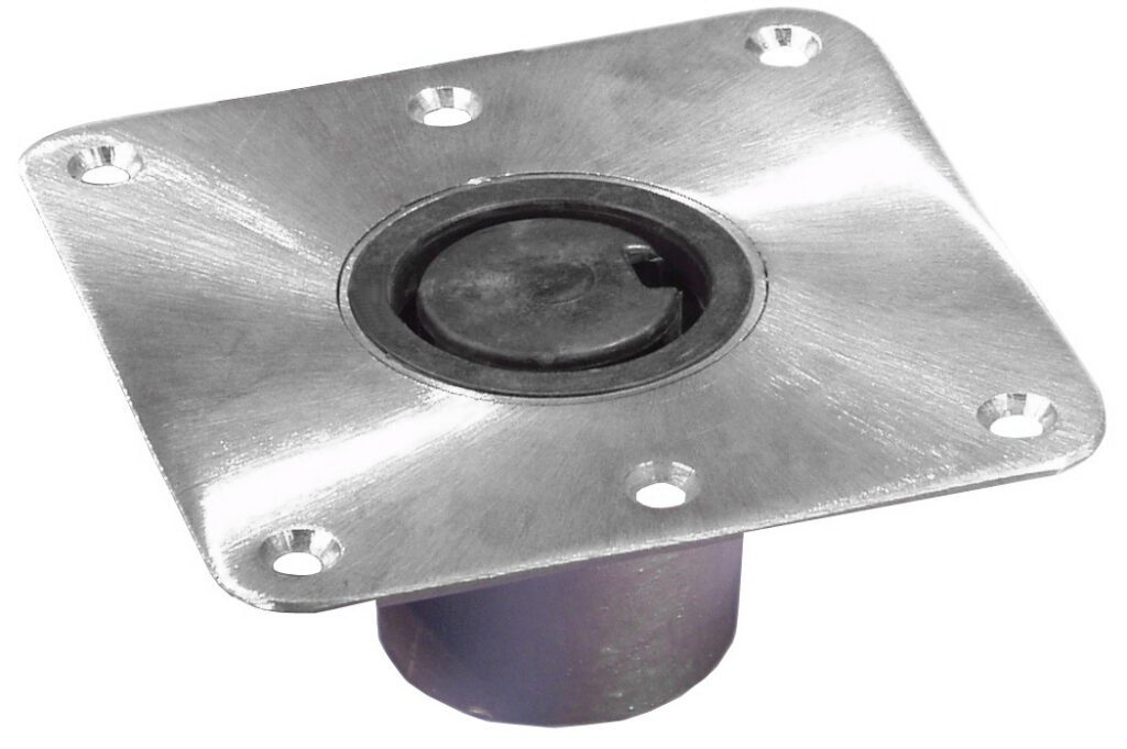 1300754-1 - 2-3/8" PLUG-IN™ STAINLESS STEEL SQUARE BASE, 7" X 7"