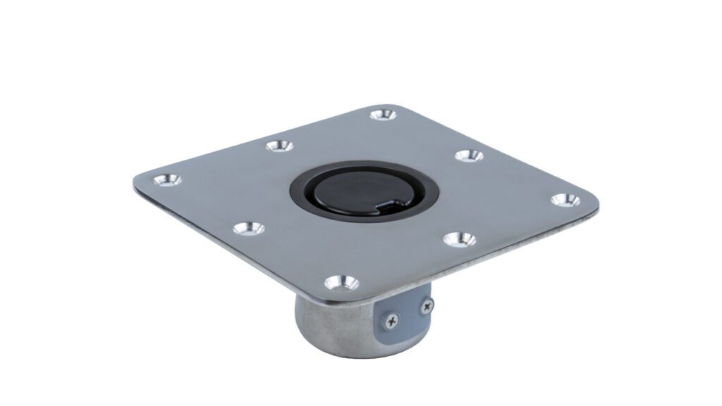 3300759-PP1 - 2-3/8" PLUG-IN™ STAINLESS STEEL SQUARE BASE, 7" X 7"